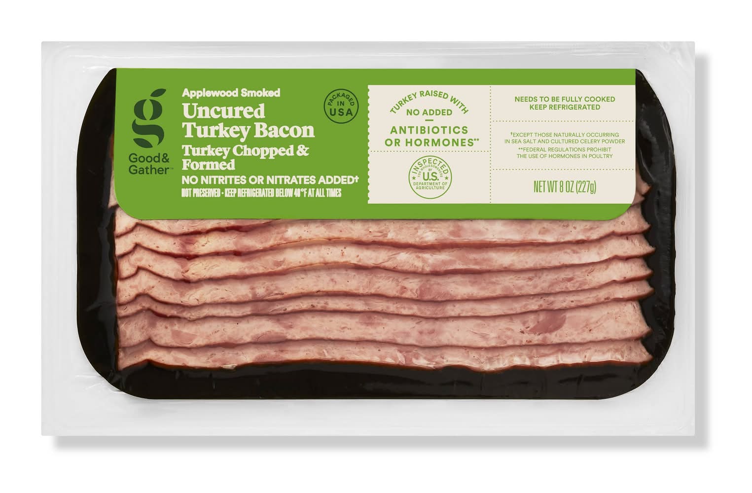 Good & Gather Uncured Turkey Bacon, Applewood Smoked (8 oz)