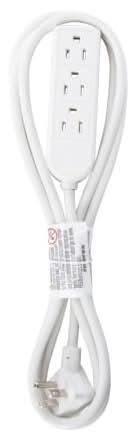 8ft Power Strip With 3 Outlets White