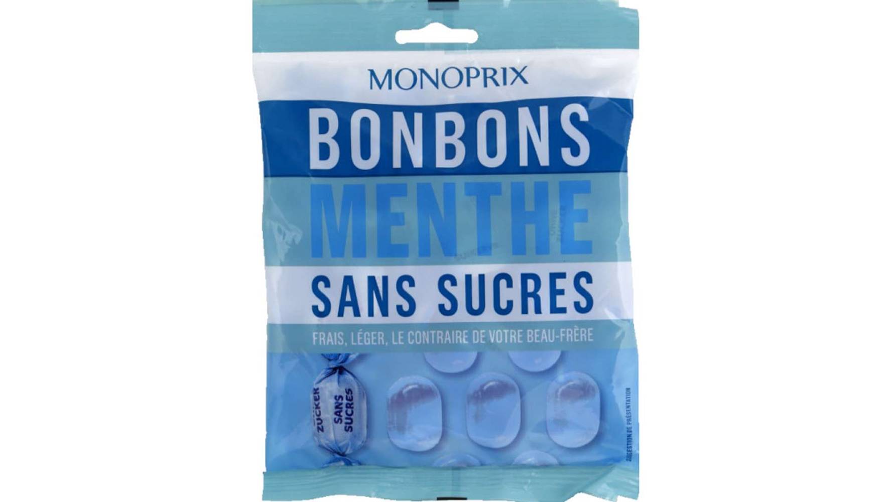 Monoprix Bonbons menthe sans sucres Le sachet de 110g
