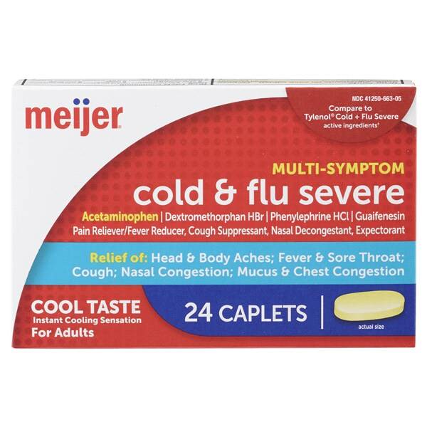 Meijer Cold & Flu Severe Multi Symptom Cool Taste Caplets (24 ct)