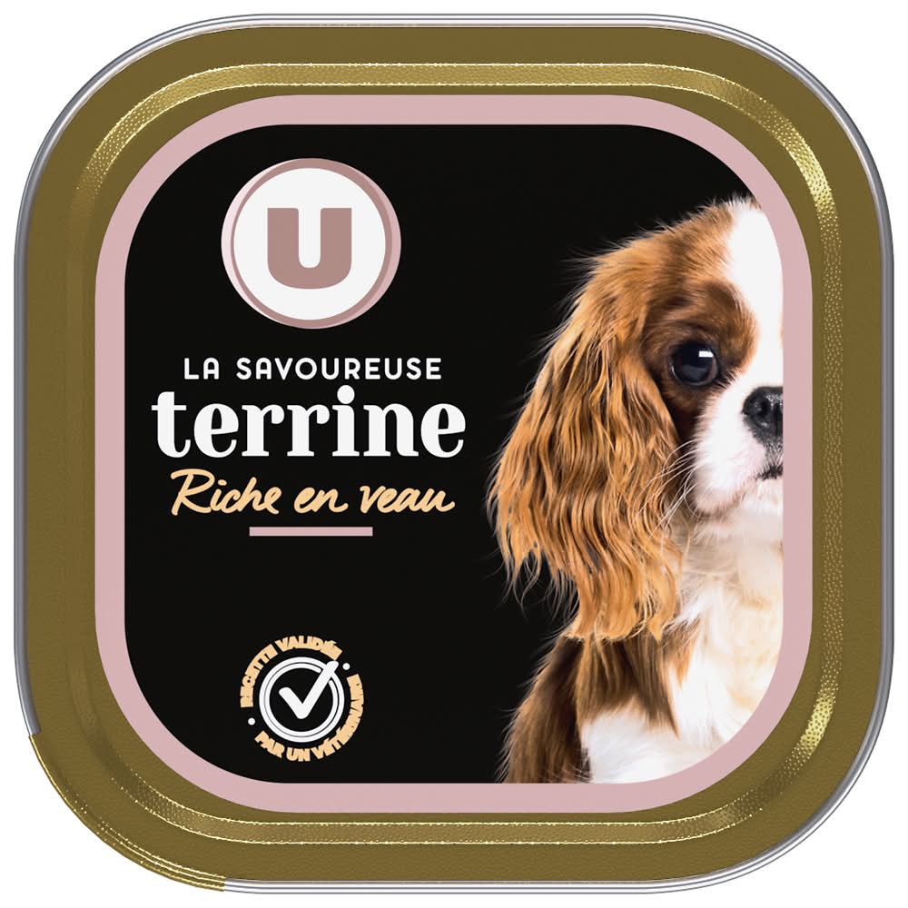 Les Produits U - Aliment pour chien savoureuse terrine riche en veau (300g)