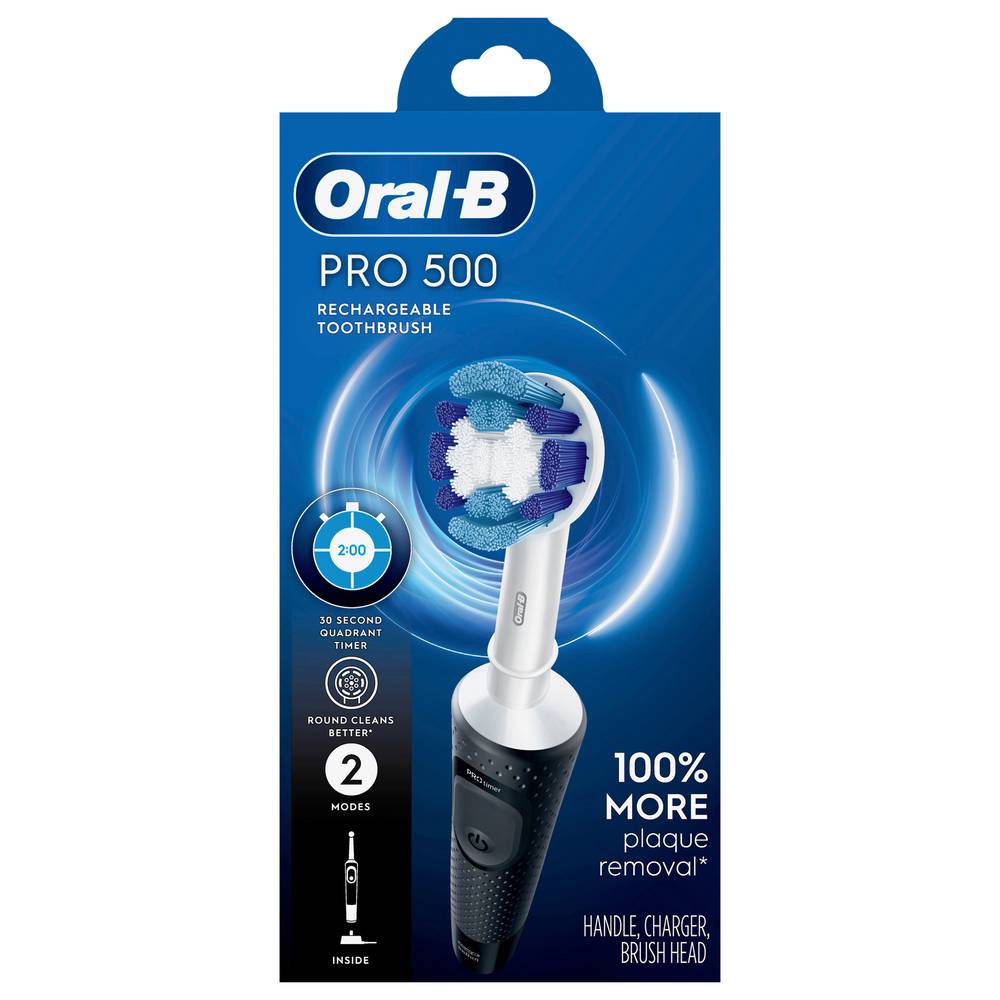 Oral-B Pro 500 Electric Toothbrush With Brush Head Rechargeable Black