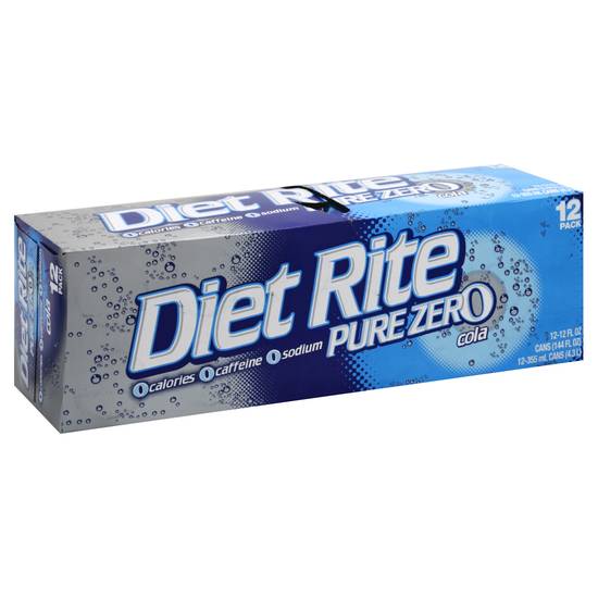 Diet Rite Pure Zero Cola Soda Cans ( 12 ct, 12 fl oz)