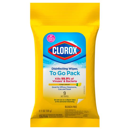Clorox Crisp Lemon Disinfecting Wipes To Go pack (9 ct)