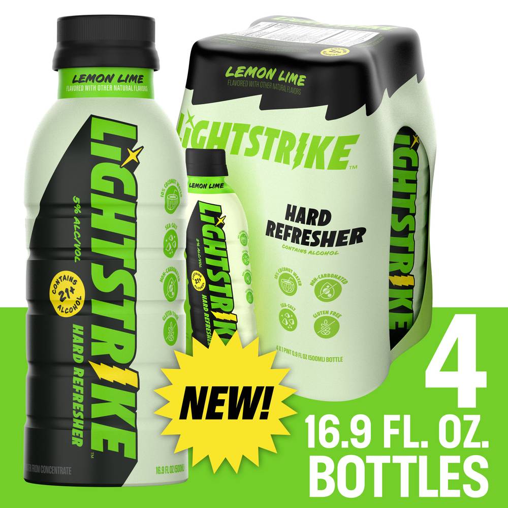 Lightstrike Hard Refresher, Lemon Lime (4 x 16.9 fl oz)