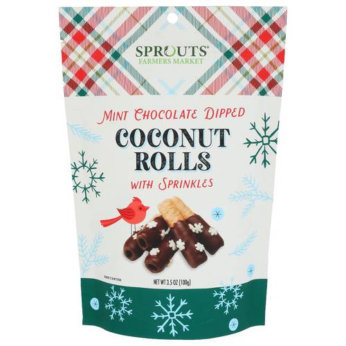 Sprouts Mint Chocolate Dipped Coconut Rolls With Sprinkles