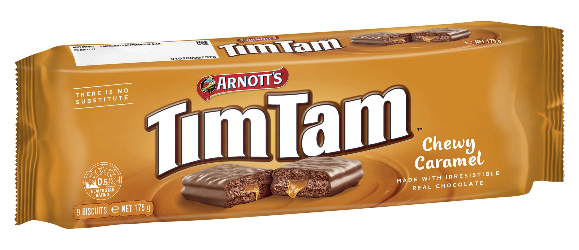 Tim Tam Chocolate Biscuits, Chewy Caramel (175g, 9 pack)