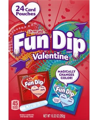 LIK-M-AID Valentine's Classroom Exchange Fun Dip Carton Candies - 10.32oz/24ct