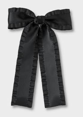Art Class Girls Ruffled Edge Satin Bow Hair Clip, Black