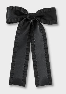 Girls' Ruffled Edge Satin Bow Clip - art class™ Black: Hair Styling Accessory, Solid Pattern
