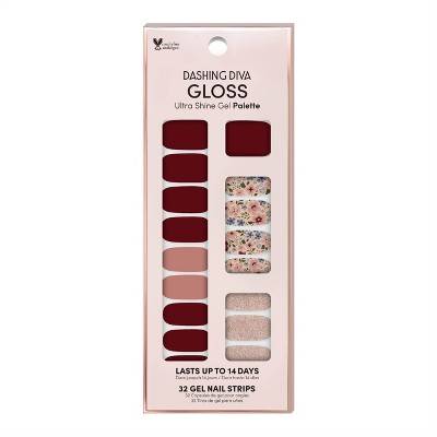 Dashing Diva Ultra Shine Gel Palette Nail Strips, Wild Flower (32 ct)