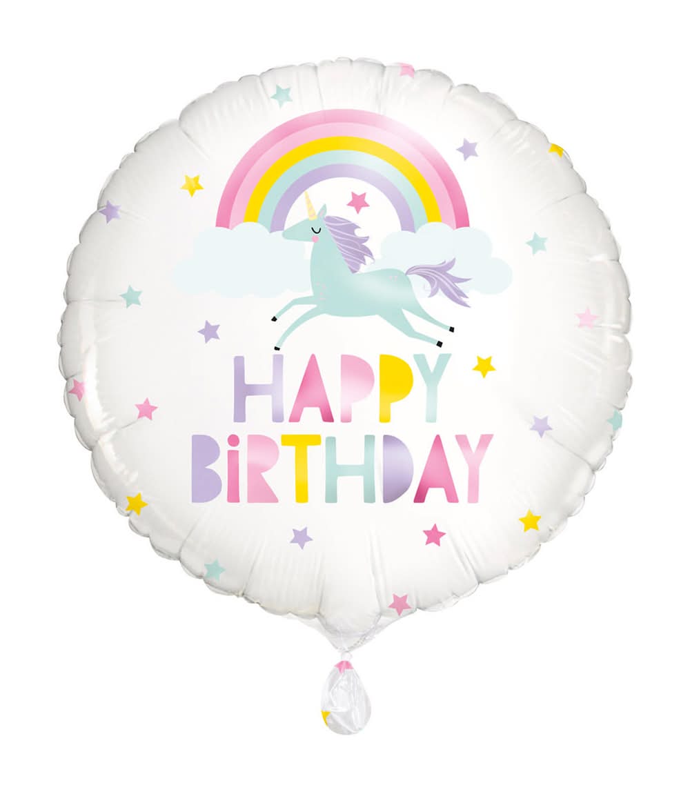 Unique Party! Unicorn 'Happy Birthday' Round Balloon