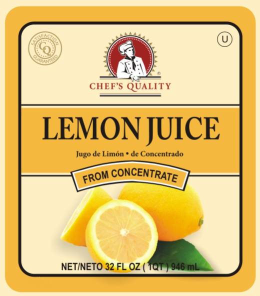 Chef's Quality - Lemon Juice - 32 oz Bottle