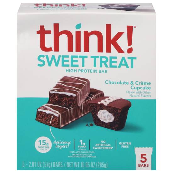 Think! Sweet Treat Chocolate & Creme Cupcake High Protein Bar (5ct)