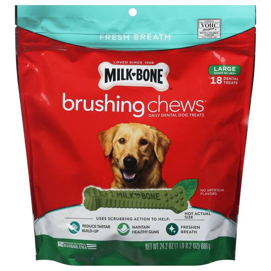 Milk-Bone Brushing Chews Daily Dental Dog Treats, Fresh Breath, Large (24.2 oz)