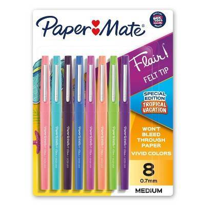 Paper Mate Flair Tropical Vacation 0.7mm Felt Pens, Medium, Vivid (8 ct)