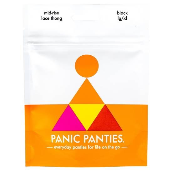 Panic Panties Underwear L/XL Black Lace Thong