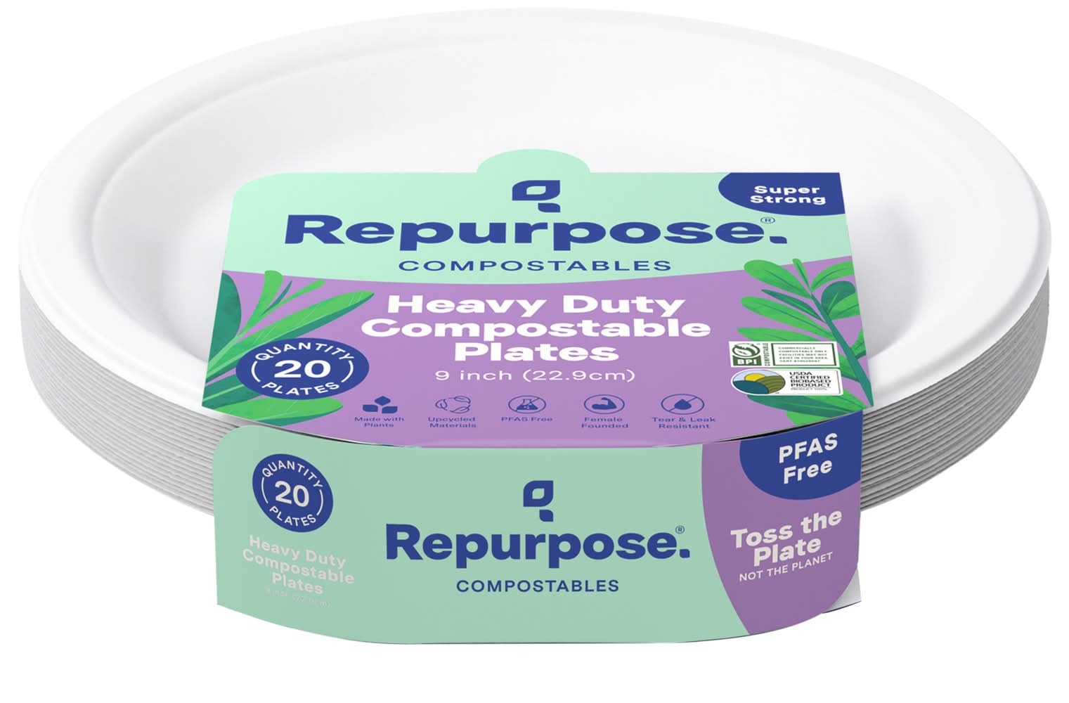 Repurpose Heavy Duty Compostable Plates, 9 in (20 ct)
