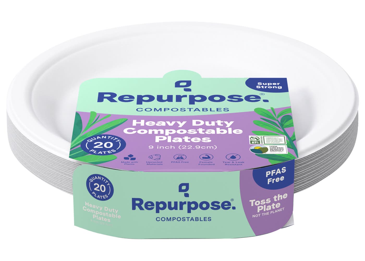 Repurpose Heavy Duty Compostable Plates, 9 in (20 ct)