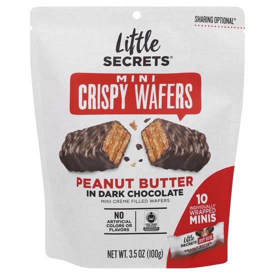 Save on Little Secrets Mini Crispy Wafers Dark Chocolate with Sea