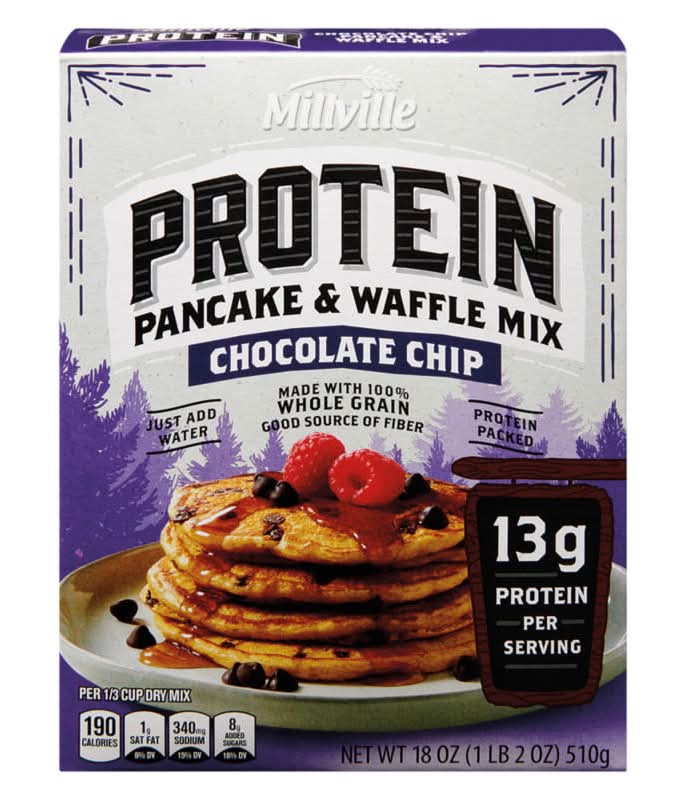 Millville Protein Pancake & Waffle Mix, Chocolate Chip (18 oz)