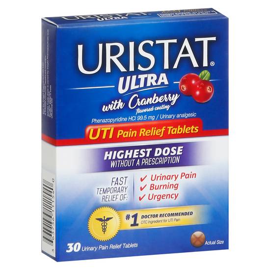 Uristat Ultra With Cranberry Flavored Coating 99.5 mg Uti Pain Relief Tablets