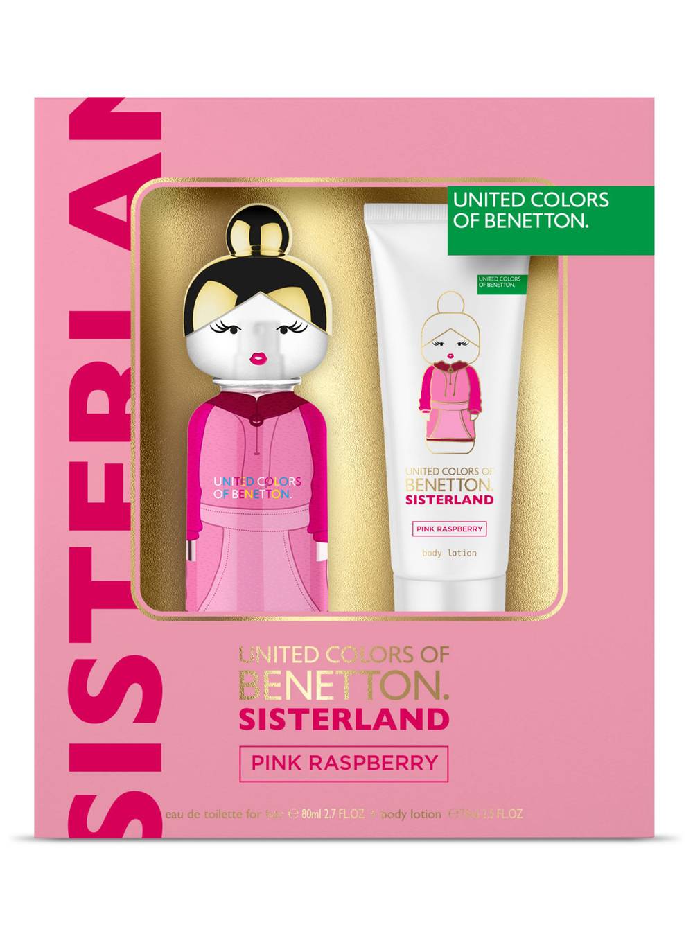 Benetton set perfume sisterland pinkedt + body lotion (2 u)