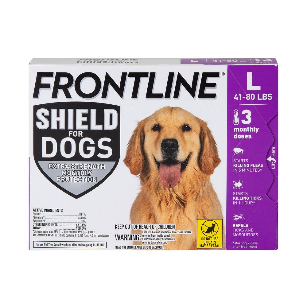 Frontline Shield Extra Strength Flea & Tick Spot Treatment For Dogs (L)