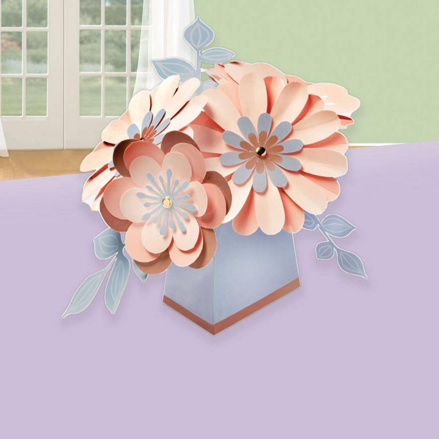 Metallic Rose Gold Floral Cardstock Centerpiece, 7in