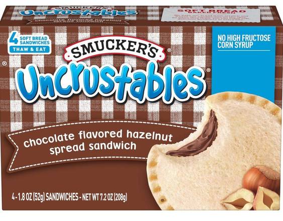 Smuckers Uncrustables Chocolate Flavoured Hazelnut Spread Sandwich 208g