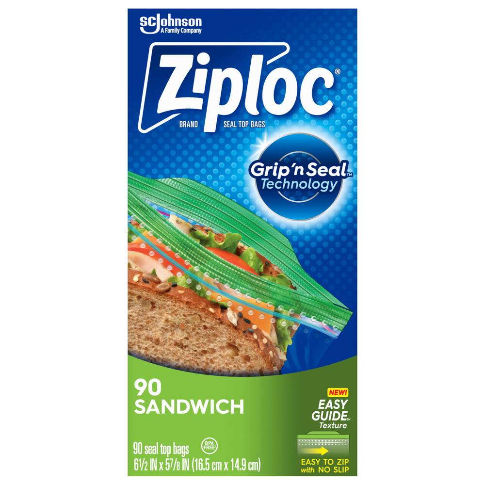 Ziploc Sandwich Smart Zip Seal Top Bags (90 ct)