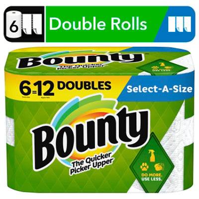 Bounty 6 Double Roll Select A Size White Tissue - 6 Count