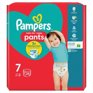 Pampers 7, Baby-Dry Nappy Pants Nappies (25 pack)