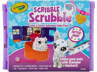 Crayola Scribble Scrubbie Pet Tattoo Shop Kit, Assorted Colors (74-7367)