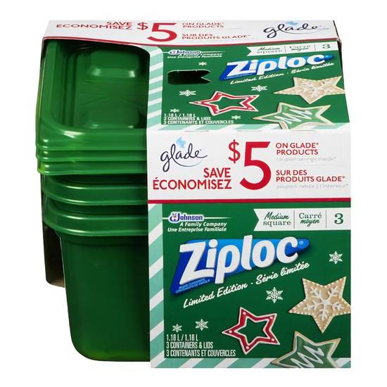 Ziploc Green Medium Square Containers (3 units)