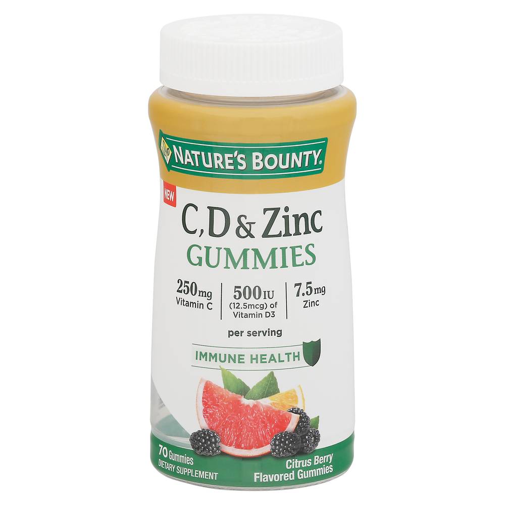 Nature's Bounty Citrus Berry Flavored Vitamins C, D & Zinc Gummies