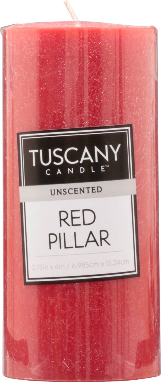 Tuscany Candle Unscented Red White Pillar Candle