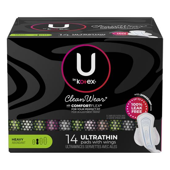 U By Kotex Clean Wear Heavy Ultra Thin Pads With Wings