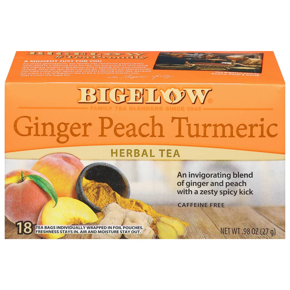 Bigelow Herbal Tea Bags, Ginger Peach Turmeric (0.98 oz, 18 ct)