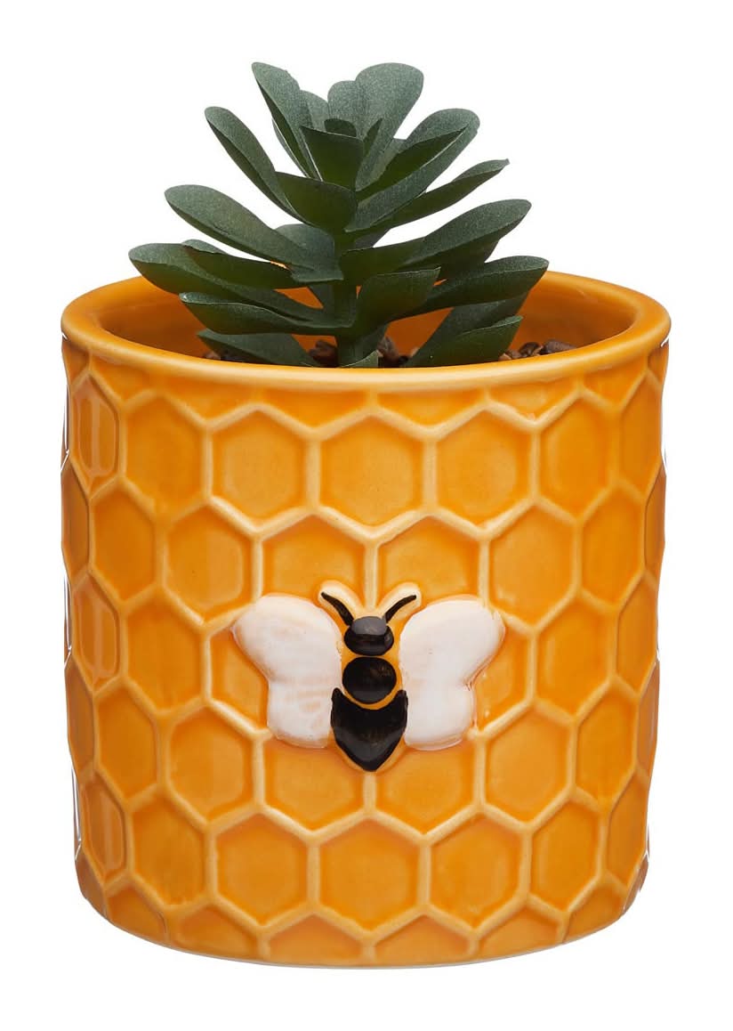Butterfly And Floral Design Planter Pot With Succulent 1 Ct