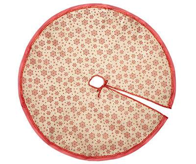 Red Snowflake Glitter Burlap Tree Skirt, (48")