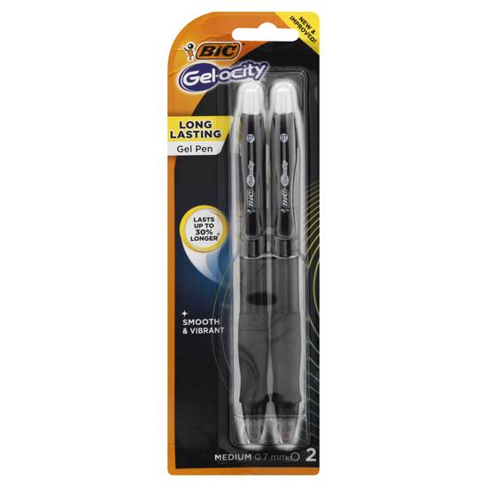 Bic Gel-Ocity 0.7 mm Medium Long Lasting Gel Pen (2 ct)
