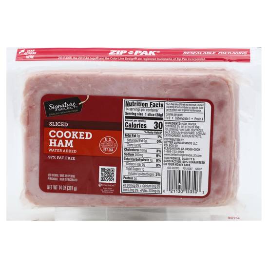 Signature Select Water Added 97% Fat Free Sliced Cooked Ham