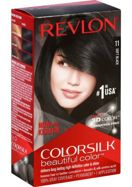 REVLON Hair Color, Permanent, Beautiful Color, Soft Black 11