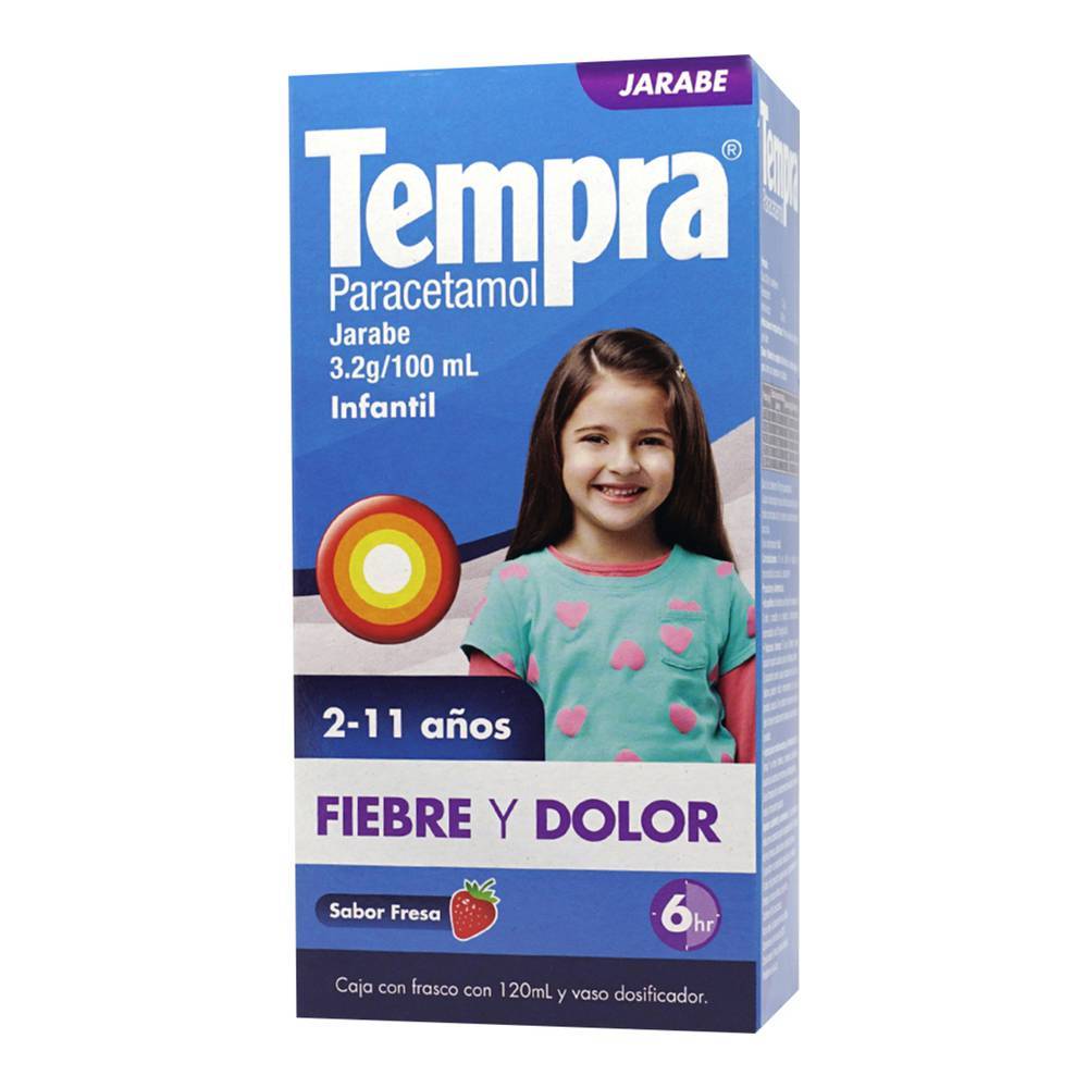 Tempra · Paracetamol jarabe infantil 3.2 g / 100 ml, fresa (120 ml)