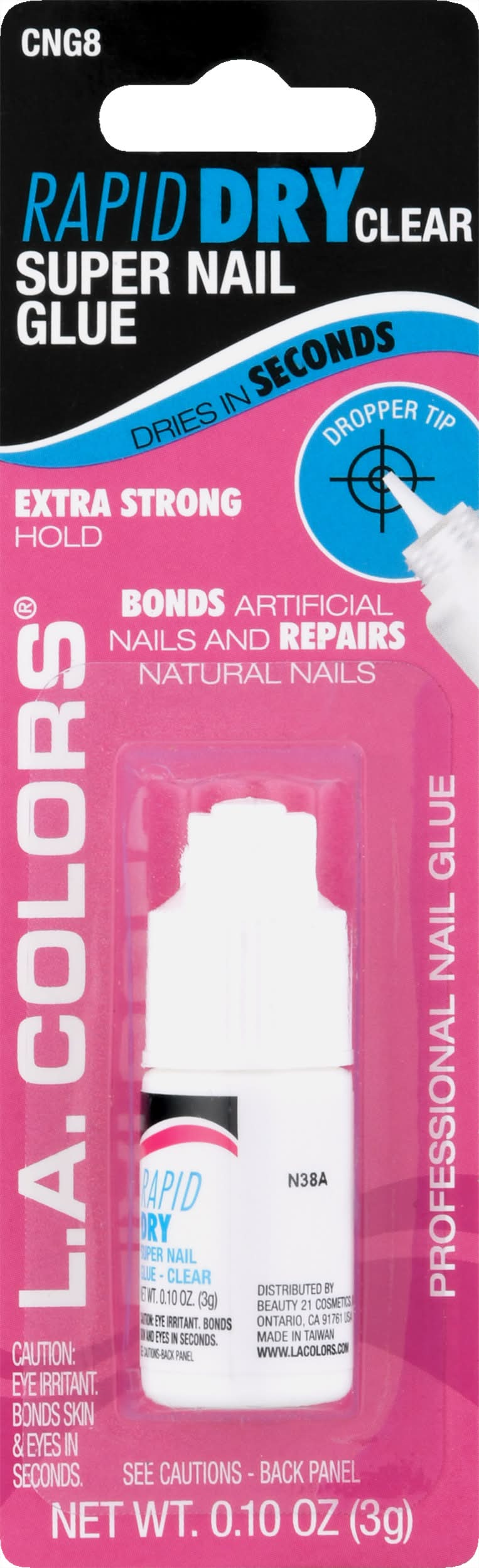 L.A. Colors Rapid Dry Clear Extra Strong Super Nail Glue (0.1 oz)