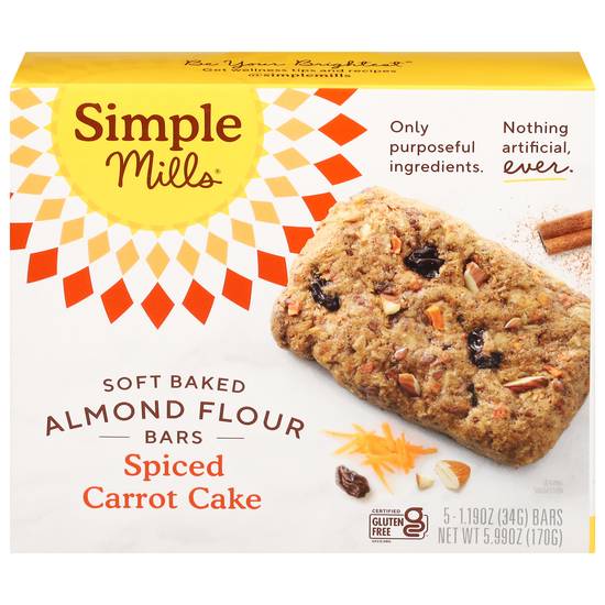 Simple Mills Soft Baked Spiced Carrot Cake Almond Flour Bars (5 ct)