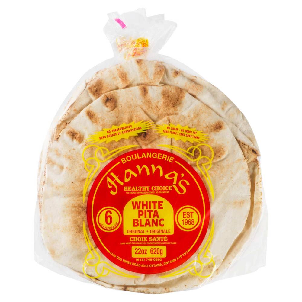 Hanna's 12" Original White Pita Bread (620 g)