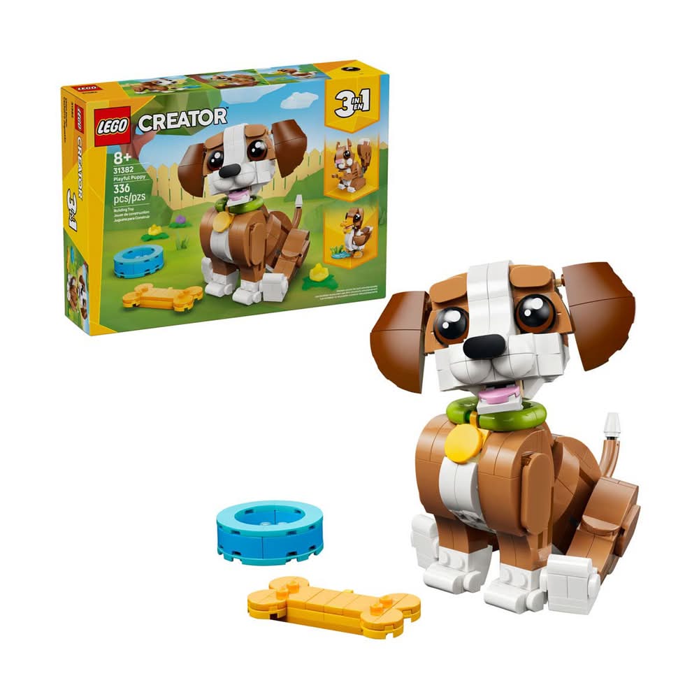 LEGO Creator 3 in 1 Cute Animals Playful Puppy Dog 31382, Ages 8 yrs