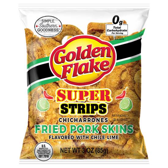 Golden Flake Pork Cracklin Chicharrones Super Strips (3.3 oz)